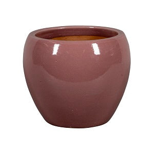 PFP1012 Round Bowl Pot Ceramic Glazed Ruby Pink Height 23cm Diameter 28cm