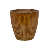 Round Ceramic Pot Bremen Ochre Color Set of 4