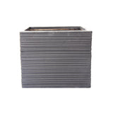 Striped Cube Fibercement Planter Black Color Ser of 2