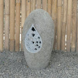 Riverstone Lantern With Carved Motiv On One Side 45cm Height