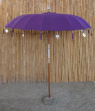 Bali Umbrella Royal Purple With Metal Coins And Silver Hearts 230cm Diameter