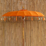 Bali Umbrella Flame With Metal Coins And Golden Hearts 190cm Diameter