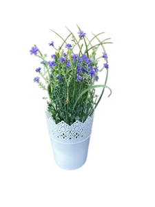 Artificial Flower Plant With Plastic White Pot