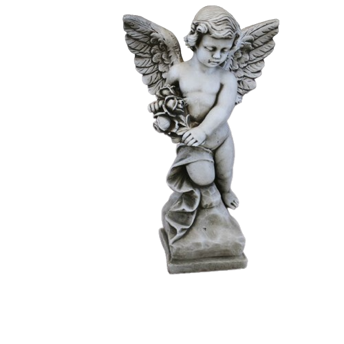 Standing Angel with Roses Concrete Statue Ceniza FK75c