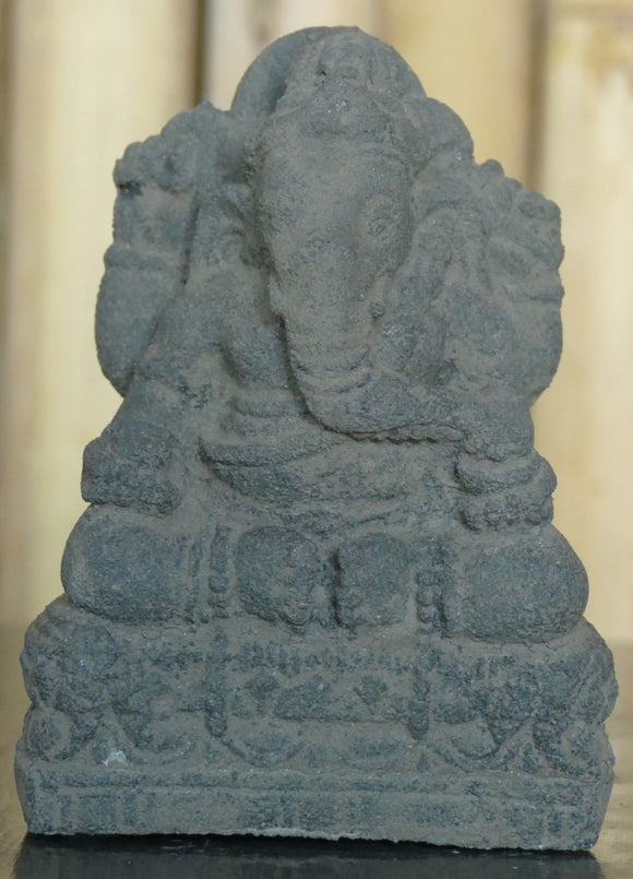 Seated Ganesha Dry Casted Stone 15cm Height Fst GA1 015AF