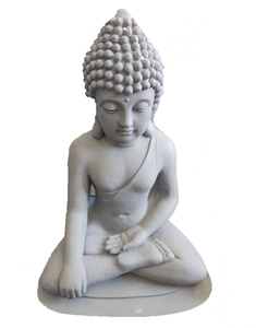 60cm Sitting Buddha Fibercement Statue Light Grey GA40-401