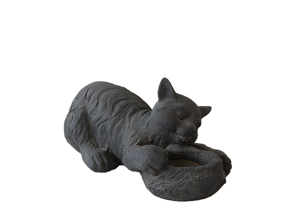 Cat with Bowl Dark Grey