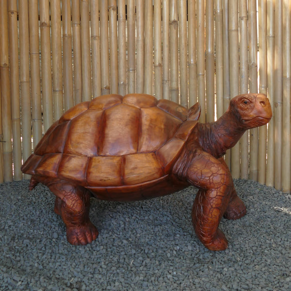 Turtle Statue Carved From Suar Wood 100cm Length H2 TURTLE 100NA