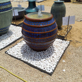 Gazelle Full Blue Mosaic Pot Fountain With Horizontal Stripe Terracotta Color 85cm Height