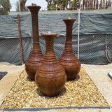 DP Long Neck Zabeel Pot Fountain with Blue Dots and Horizontal Stripe Terracotta Color Set