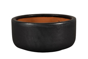 Wide and low Bowl Pot Ceramic Glazed Stockholm 8-06M Metallic Set of 3