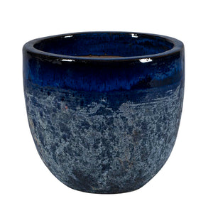 Crucible Round Pot Ceramic Glazed and Ancient Finish Melbourne 2-03B Blue Set of 4
