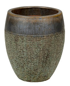 PFP2042 Round Pot Ceramic Glazed and Ancient Finish Melbourne Metallic Height 54cm Diameter 50cm