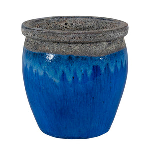 PFP3012 Lipped Round Ceramic Pot Melbourne Blue Height 38cm Diameter 38cm