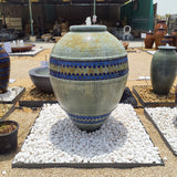 Sufuria Kubwa Pot Fountain With Blue Mosaic Green Wash Color 135cm Height