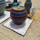 DP Gazelle Full Blue Mosaic Pot Fountain With Horizontal Stripe Terracotta Color 85cm Height