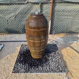 Rhona Pot Fountain With Horizontal Stripe Design Rusty Color