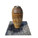 DP Rhona Pot Fountain With Horizontal Stripe Design Rusty Color