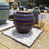 Gazelle Full Blue Mosaic Pot Fountain With Horizontal Stripe Terracotta Color 85cm Height