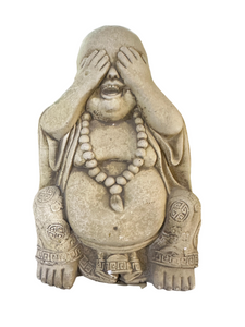 Buda Ciego-See No Evil Buddha Small Concrete Ocre Statue