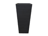 Tall Striped Square Pot Black Color Set of 2