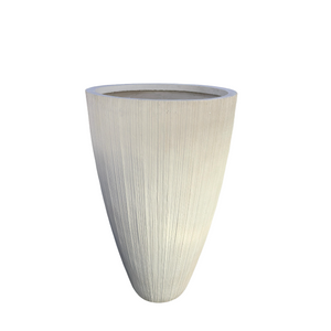 GA3016675 Huge Round Fibercement Pot With Vertical Stripe Design White Height 140cm Diameter 85cm