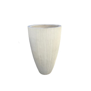 GA3016674 Huge Round Fibercement Pot With Vertical Stripe Design White Height 115cm Diameter 71cm