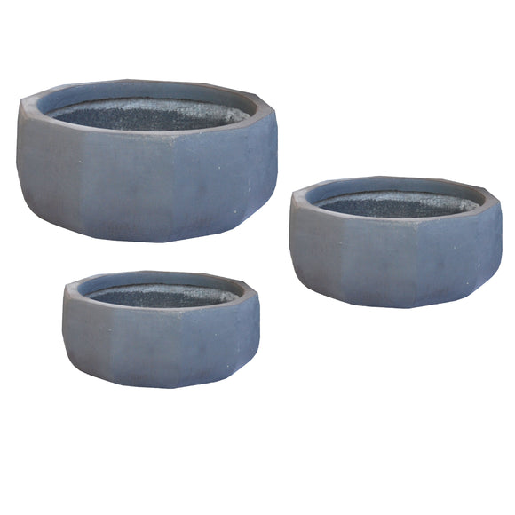 Low Angled Fibercement Bowl Grey Color Set of 3