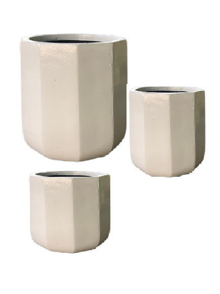 Angled Crucible Fibercement Pot Faded Grey Color Set of 3