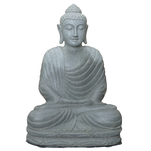 Seated Buddha dhyana meditation natural riverstone statue 60cm height