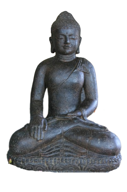 One Handed Meditation Indian Sitting  Buddha Statue Antique Finish 45cm Height