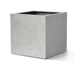 Cube Fiberglass Pot Antique White Color Set of 4
