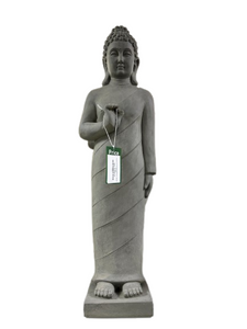 Standing Fibercement Buddha Grey Color 83Cm Height