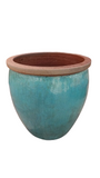 Lipped Bowl Ceramic Pot Green Color Set of 2