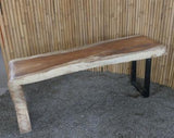 Suar Wood Table With 1 Root and 1 Metal Leg  75cm Height
