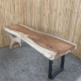 Suar Wood Table With 1 Root and 1 Metal Leg  75cm Height