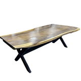 Suar Wood Table With Metal Legs