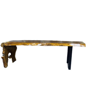 Suar Wood Bar Table With 1 Root and 1 Metal Leg 100cm Height