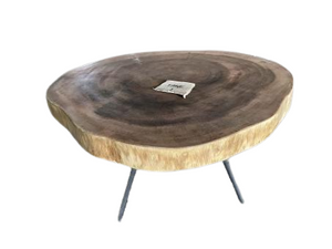 Round Table Made of Suar Wood With Spider Metal Legs 45cm Height