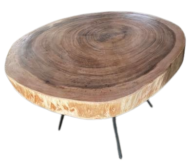 Suar Wood Low Round Table With Spider Metal Legs 60cm Height