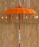 Bali Umbrella Flame With Metal Coins And Silver Hearts 130cm Diameter