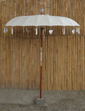 Bali Umbrella Crème With Metal Coins And Silver Hearts 190cm Diameter