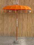 Bali Umbrella Flame With Metal Coins And Silver Hearts 190cm Diameter