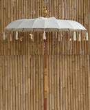 Bali Umbrella Crème With Metal Coins And Golden Hearts 130cm Diameter