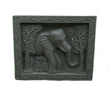 Relief Elephant and Trees In Rectangular Frame 65cm Length