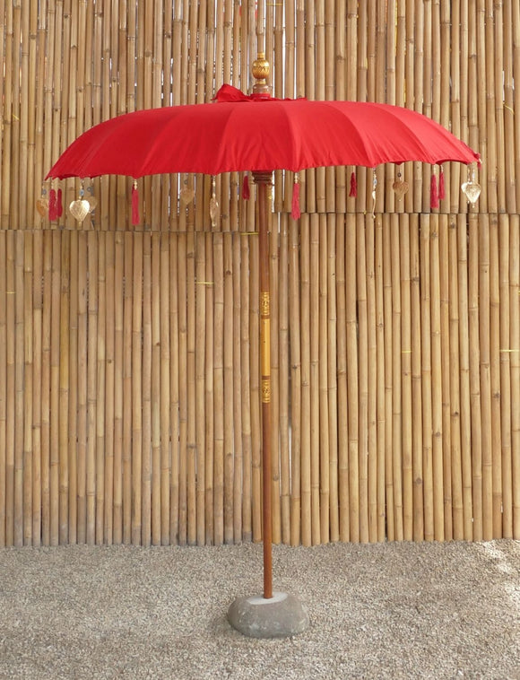 chinese patio umbrella Bali Umbrella Chinese Red With Metal Coins And Golden Hearts 190cm Dia – Royal Garden Centre