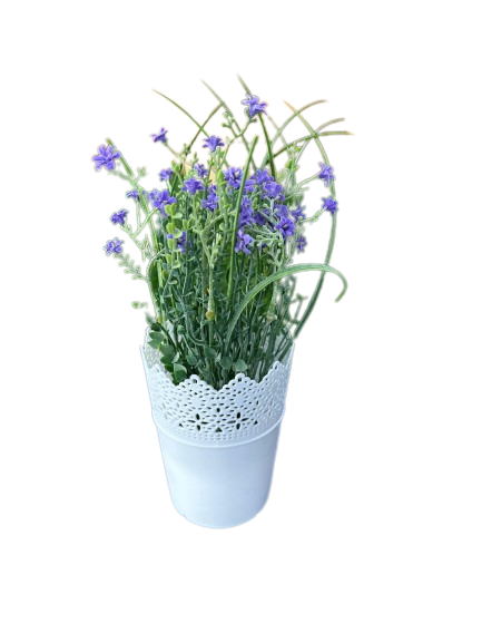 Artificial Flower Plant With Plastic White Pot