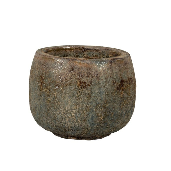 PFP1021 Round Pot Ceramic Ancient Melbourne Antique Brown Height 18cm Diameter 24cm
