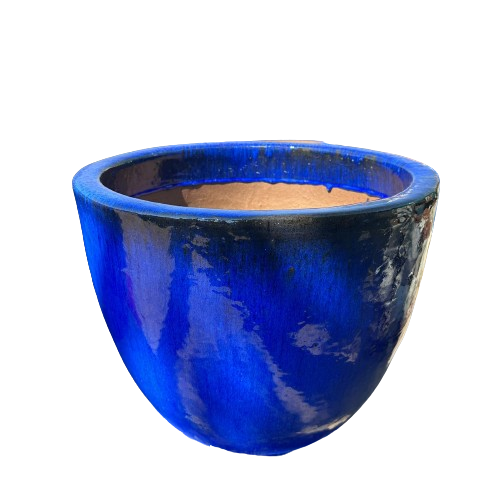 PFP7323 Round Bowl Pot Ceramic Glazed Stockholm Blue Height 39cm Diameter 47cm
