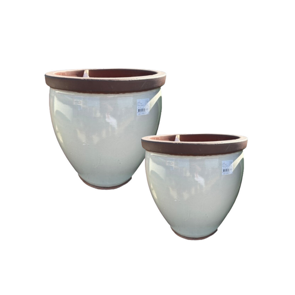 Lipped Bowl Pot White Color Set of 2